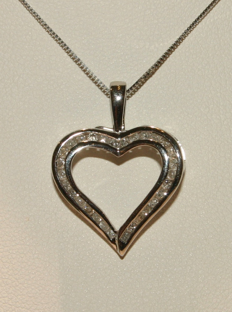 white gold and diamond heart pendant