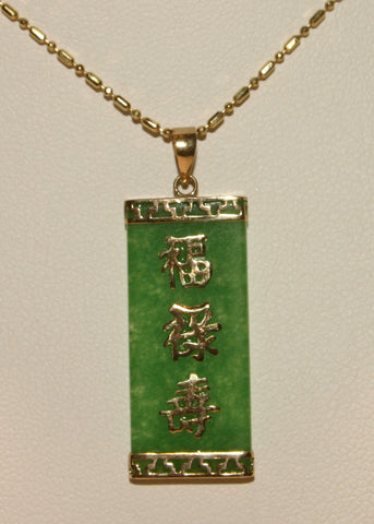 green jade Chinese good luck pendant