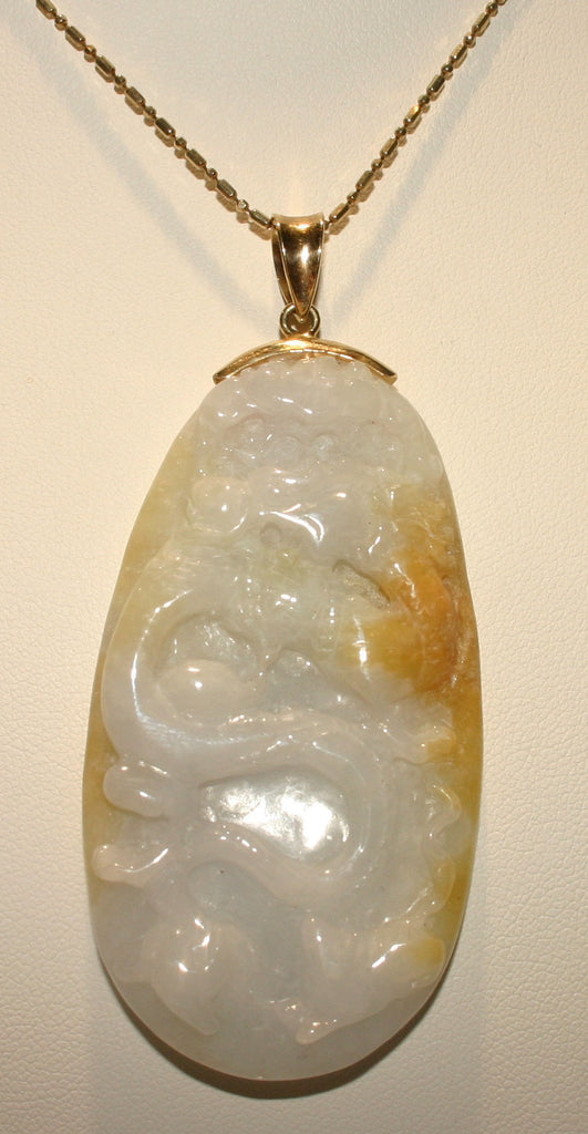 honey jade dragon pendant