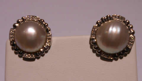 Mabe pearl and diamond earrings