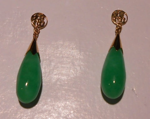 green jade raindrop earrings and pendant